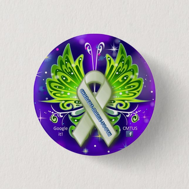 Charcot-Marie-Tooth (CMT) Awareness Ribbon Button (Front)