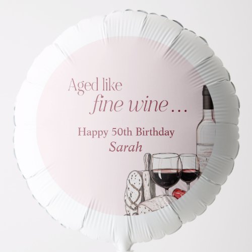 Charcuterie and Wine 50th Birthday Party Blush Balloon