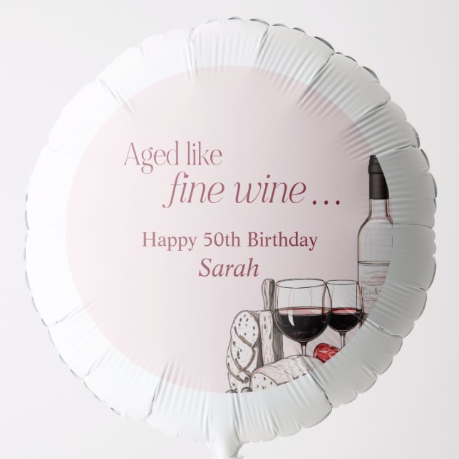 Charcuterie and Wine 50th Birthday Party Blush Balloon (Front)