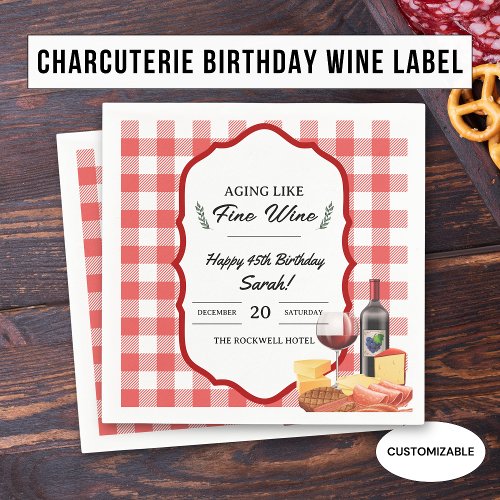 Charcuterie and Wine Party Picnic Birthday Napkins