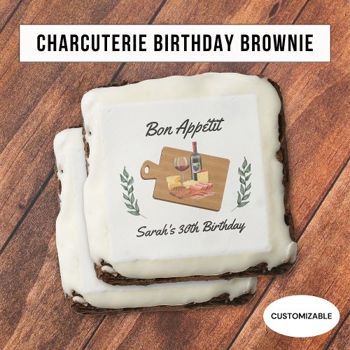 Charcuterie and Wine Picnic Birthday Brownie