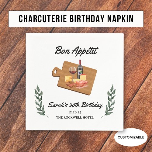 Charcuterie and Wine Picnic Birthday Party Napkins