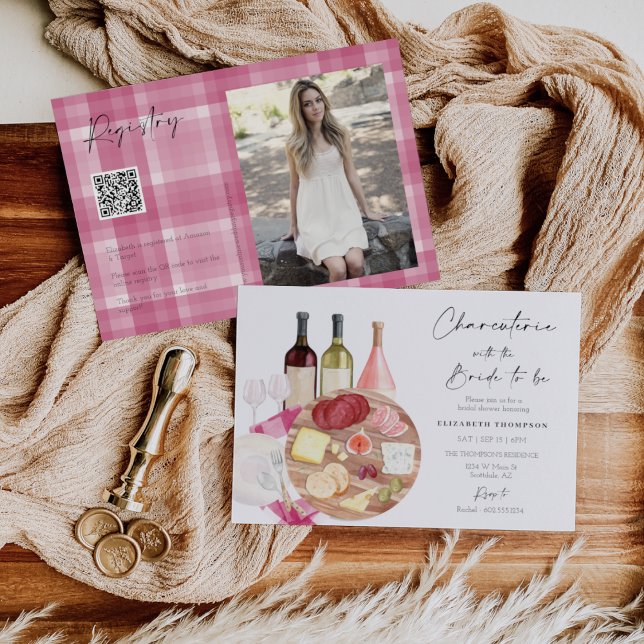 Charcuterie Board Bridal Shower QR Code Photo Invitation (Creator Uploaded)