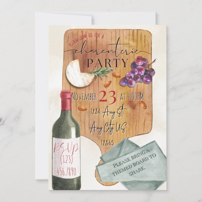 Charcuterie Board Party Invitation (Front)