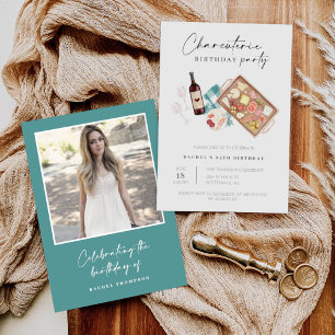 Charcuterie Board Wine Cheese Birthday Party Photo Invitation