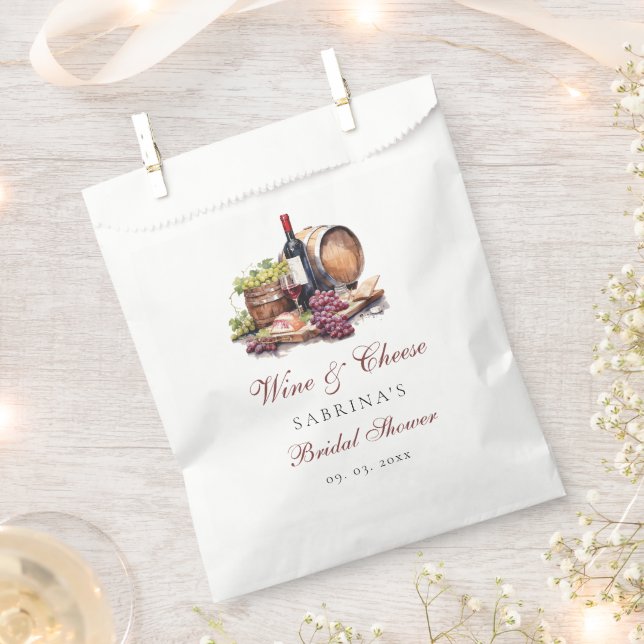 Charcuterie Board Wine & Cheese Bridal Shower Favor Bag (Clipped)