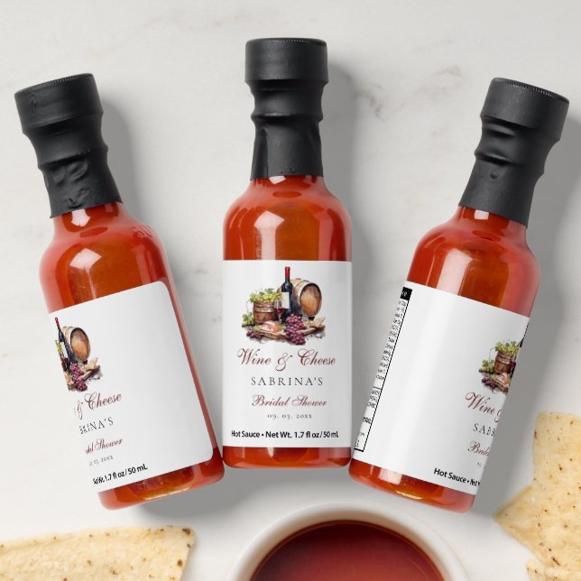Charcuterie Board Wine & Cheese Bridal Shower Hot Sauces (Laydown)