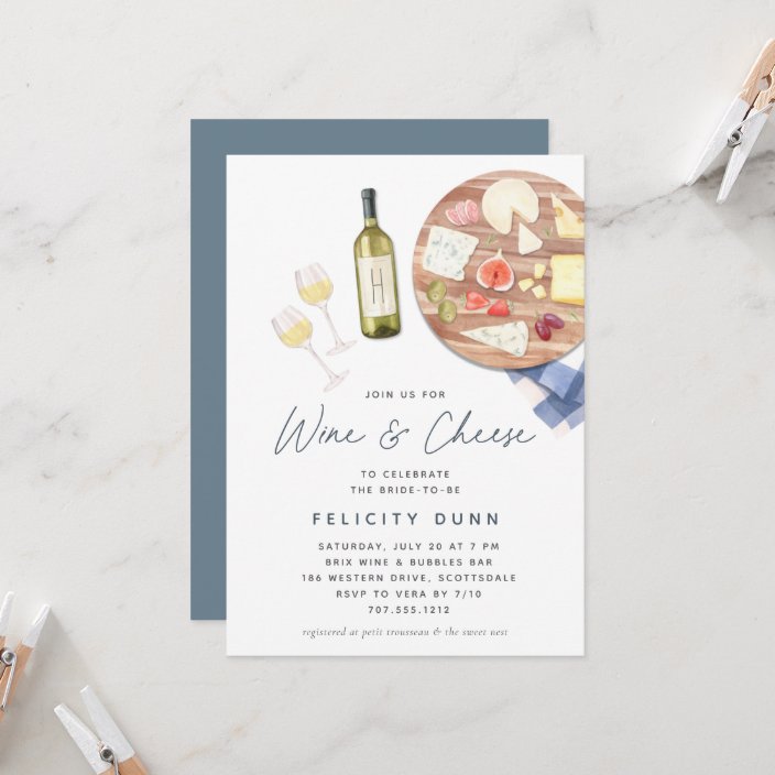 Charcuterie Board Wine & Cheese Bridal Shower Invitation
