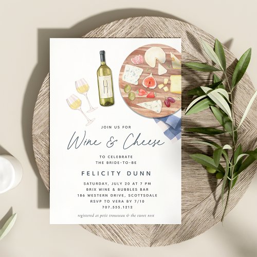 Charcuterie Board Wine  Cheese Bridal Shower Invitation