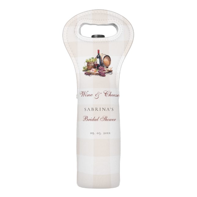 Charcuterie Board Wine & Cheese Bridal Shower Wine Bag (Front)