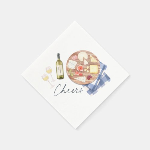 Charcuterie Board Wine  Cheese Cheers Monogram Napkins