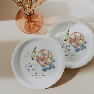 Charcuterie Board Wine & Cheese Cheers to Love Paper Plates