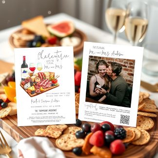 Charcuterie Board Wine Cheese Couples Shower Photo Invitation