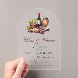 Charcuterie Board Wine & Cheese Engagement Party Acrylic Invitations