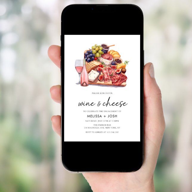 Charcuterie Board Wine & Cheese Engagement Party Invitation (Front Digital)