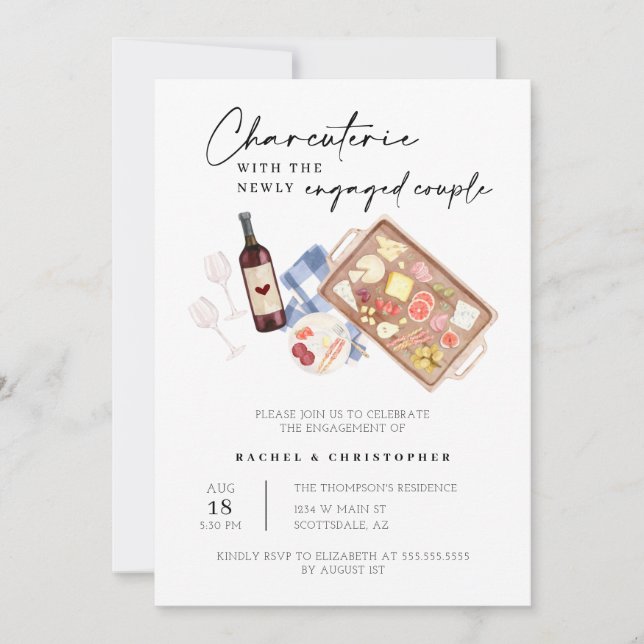 Charcuterie Board Wine & Cheese Engagement Party Invitation (Front)