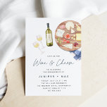 Charcuterie Board Wine & Cheese Engagement Party Invitation<br><div class="desc">Invite guests for a wine and cheese engagement celebration with these casual chic invitations. Design features watercolor illustrations of a charcuterie board filled with cheese, meat, and fruit, alongside a bottle of white wine and two glasses. Personalize the bottle of wine with an initial for a special touch, and add...</div>