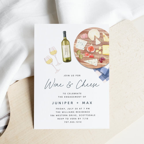 Charcuterie Board Wine & Cheese Engagement Party Invitation
