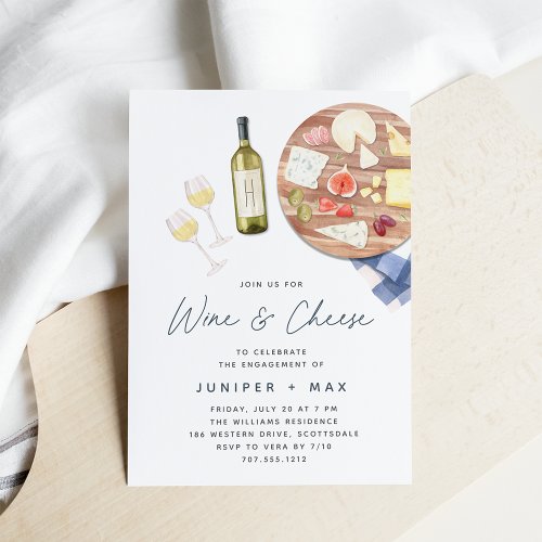 Charcuterie Board Wine  Cheese Engagement Party Invitation