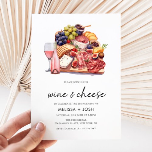 Charcuterie Board Wine  Cheese Engagement Party Invitation