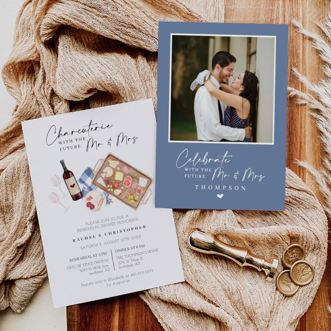 Charcuterie Board Wine & Cheese Rehearsal Dinner Invitation (Creator Uploaded)