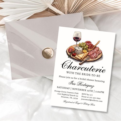 Charcuterie Bridal Shower Invitation Wine  Cheese