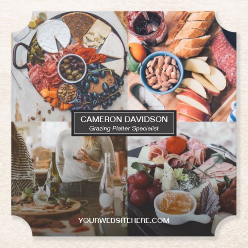 Charcuterie Business Card Photo Collage  Paper Coaster