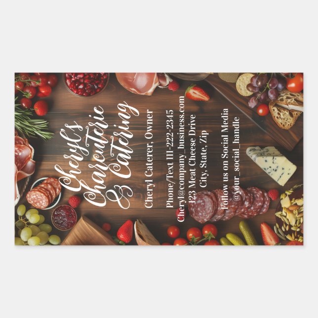 Charcuterie Catering Party or Social Event Planner Rectangular Sticker (Front)
