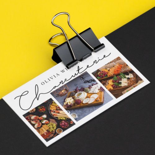 Charcuterie Grazing Board Typography 3 Photo Business Card