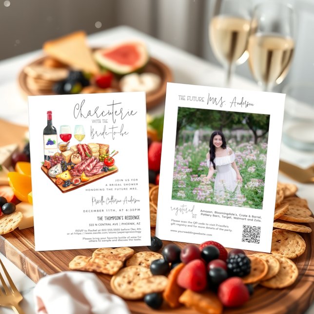 Charcuterie Party with the Bride-to-Be QR Code  Invitation (Creator Uploaded)