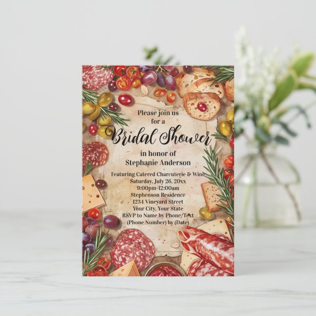 Charcuterie Theme Bridal Shower Invitation (Standing Front)