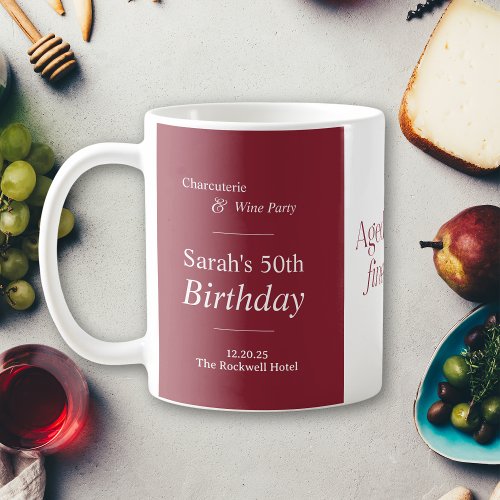 Charcuterie  Wine 50th Birthday Party Coffee Mug