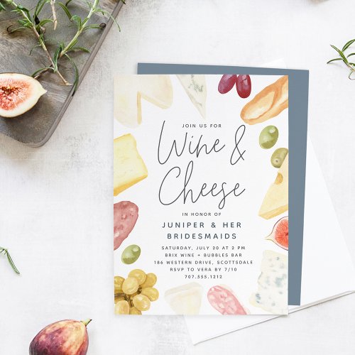 Charcuterie Wine  Cheese Bridesmaids Brunch Invitation
