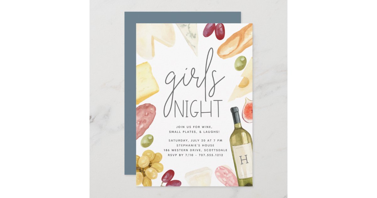 Charcuterie Wine And Cheese Girls Night Invitation Zazzle