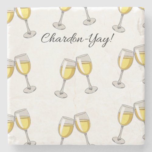 Chardon_Yay White Wineglasses Stone Coaster