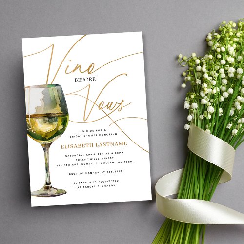 Chardonnay Gold Vino Before Vows Bridal Shower Invitation