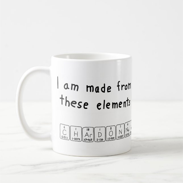 Chardonnay periodic table name mug (Left)