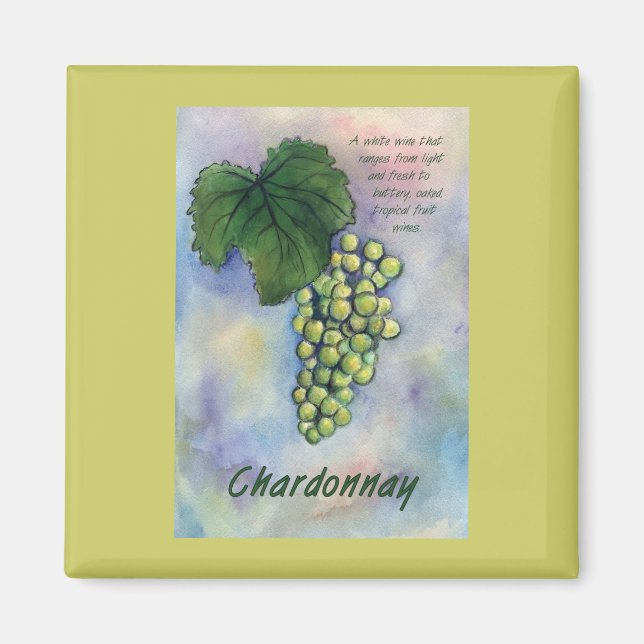 Chardonnay Wine Grapes & Description Magnet (Front)