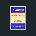 Charente Maritime Art Deco Poster Style Design Canvas Print<br><div class="desc">Nouvelle Aquitaine poster style design. This chic Art Deco Poster design sports famous places from the South West of France; perfect for those who want to show off their love for this region. From t-shirts to homewares and accessories, there's something for everyone - so why not treat yourself today and...</div>