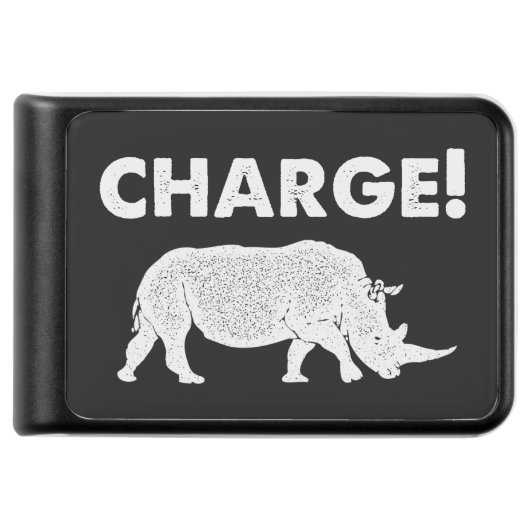 Charge! Black and White Charging Rhino Power Bank (Front)