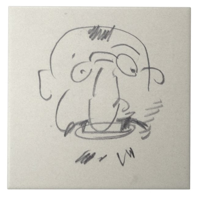 Charge de Lautrec par Lui-Meme (pencil on paper) Ceramic Tile (Front)