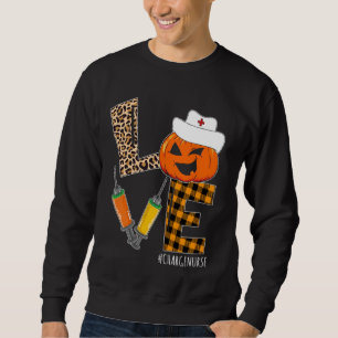 Charge Nurse Halloween Pumpkin Leopard Love Nurse Sweatshirt