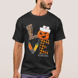 Charge Nurse Halloween Pumpkin Leopard Love Nurse  T-Shirt