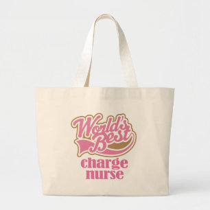 Charge Nurse Pink Gift Large Tote Bag