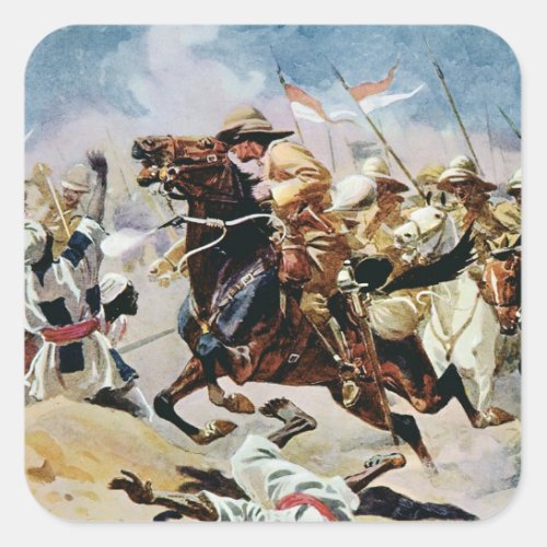 Charge of the 21st Lancers at Omdurman Square Sticker