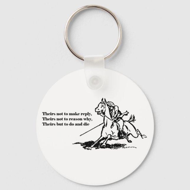 Charge of the Light Brigade Quote Illustration Keychain (Front)