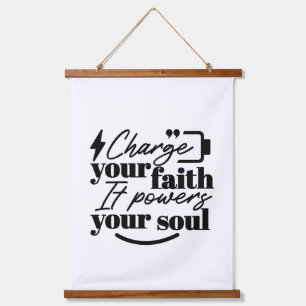 Charge Your Faith – Christian Inspirational Quote Hanging Tapestry