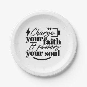 Charge Your Faith – Christian Inspirational Quote Paper Plates