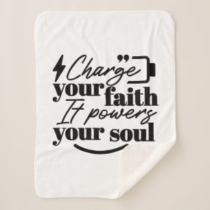 Charge Your Faith – Christian Inspirational Quote Sherpa Blanket