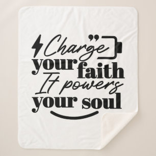 Charge Your Faith – Christian Inspirational Quote Sherpa Blanket